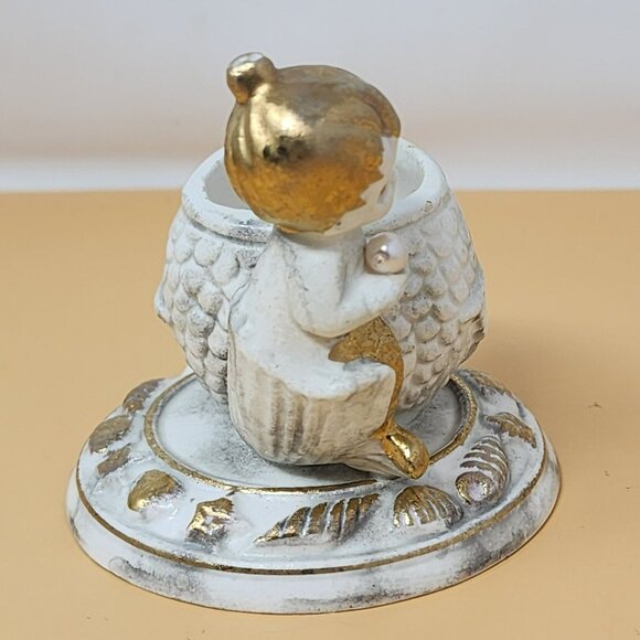 Vintage Napcoware Tuscan Alabastro Mermaid Fish Ceramic Toothpick/Trinket Holder - Picture 4 of 10